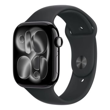 Apple Watch S11 GPS 46mm Jet Black Aluminium Case with Black Sport Band - S/M